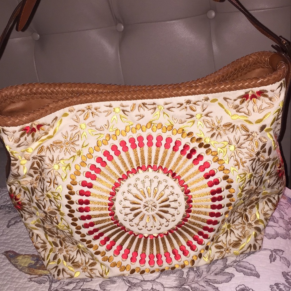 Unused Cole Haan SIERRA Red Embroidered Hobo BAG